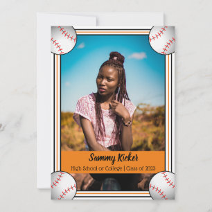 Orange & Black Baseball Graduation Announcement