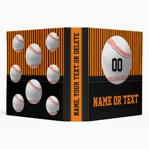 Orange Black, Baseball Senior Night Gift Ideas, 3 Ring Binder
