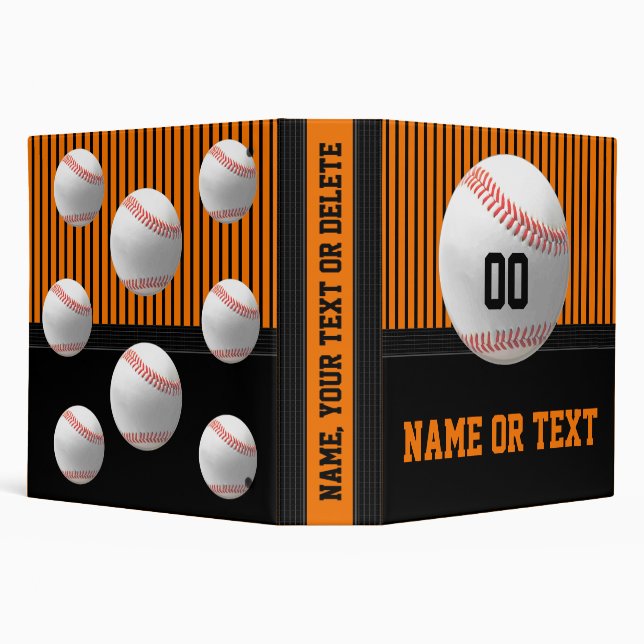 Orange Black, Baseball Senior Night Gift Ideas, 3 Ring Binder (Background)