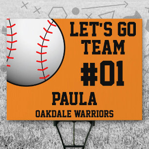 Orange Black Baseball Team Sign