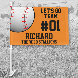 Orange Black Baseball Team Spirit Car Flag