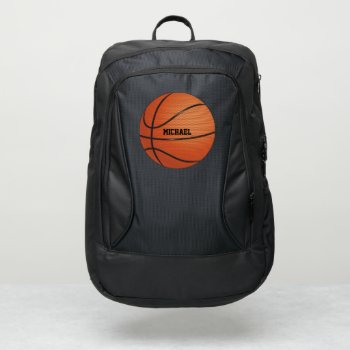 Orange Black Basketball Ball Sports Personalized Port Authority® Backpack by wasootch at Zazzle