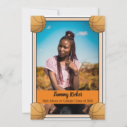 Orange  Black Basketball Graduation Announcement