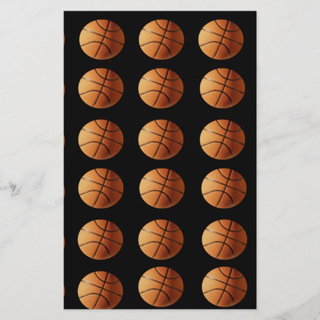 Orange Black Basketball Pattern, Stationery (Front)