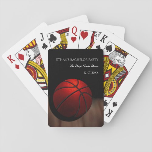 Orange black basketball player bachelor party poker cards