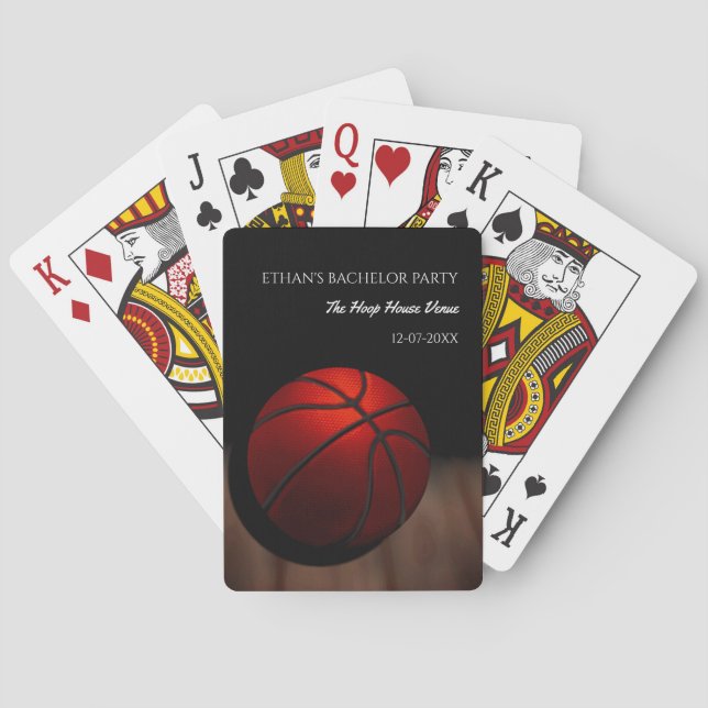 Orange black basketball player bachelor party poker cards (Back)