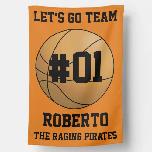 Orange Black Basketball Team Colors House Flag