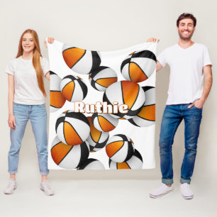 orange black basketball team colors sports decor fleece blanket