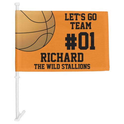 Orange Black Basketball Team Spirit Car Flag