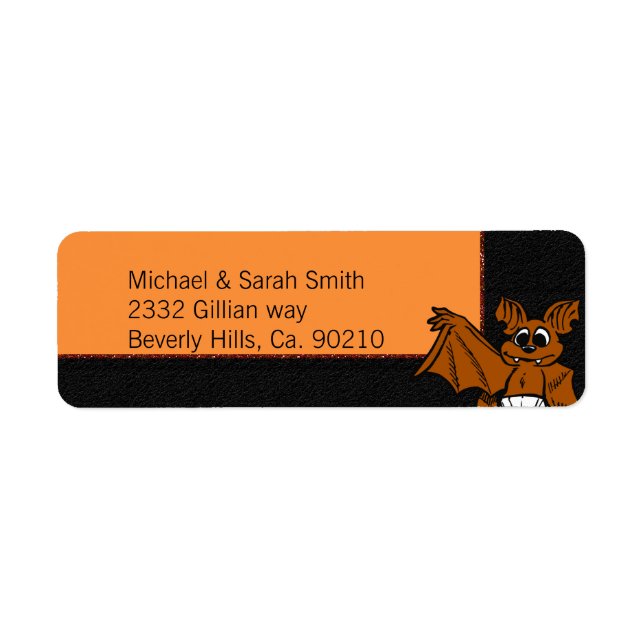 Orange & Black Bat Baby Shower Label (Front)