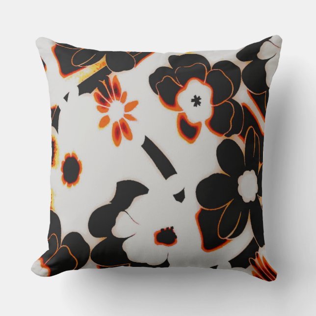 Orange Black Brown Throw Pillow (Front)