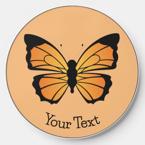 Orange Black Butterfly Design Wireless Charger