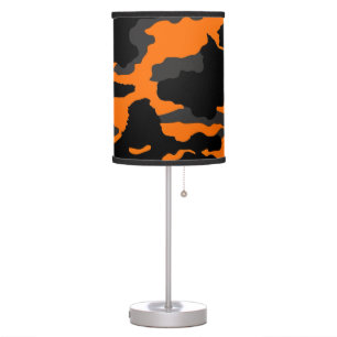 Orange Black & Camouflage Camo Pattern Table Lamp