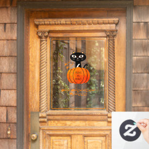 Orange Black Cat Pumpkin Trick or Treat Halloween Window Cling