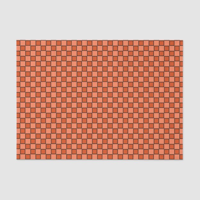 Orange Black Checkerboard Pattern Tissue Paper (Front)