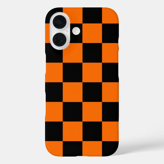 Orange Black Checkered Check Pattern Case-Mate iPhone Case (Back)