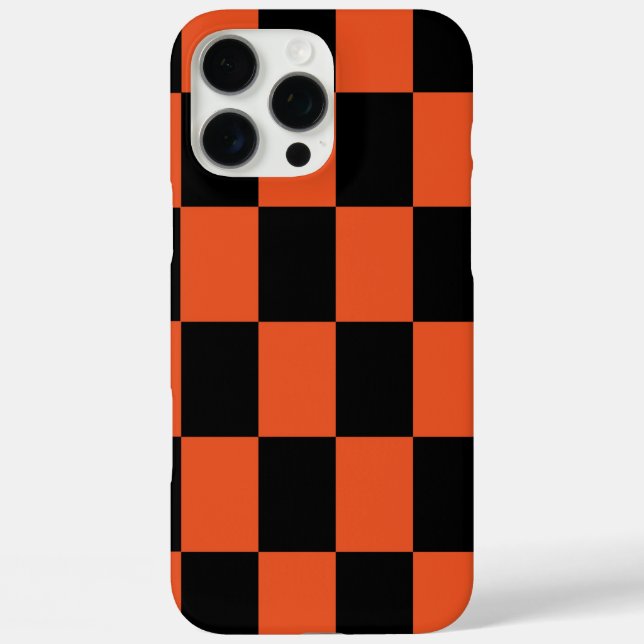 Orange black Checkered Check Pattern Case-Mate iPhone Case (Back)