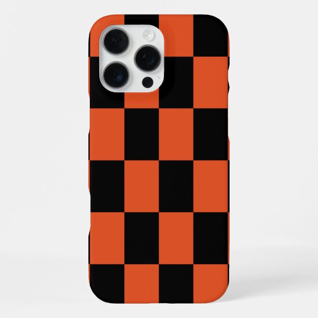 Orange black Checkered Check Pattern Iphone Case (Back)