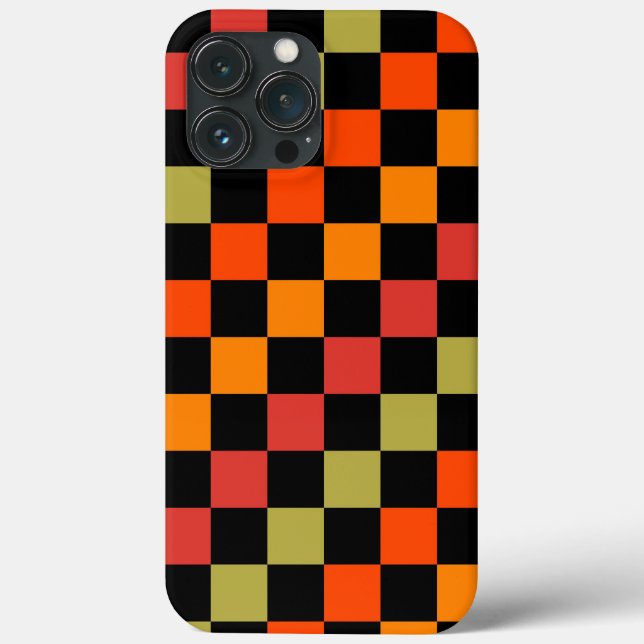 Orange Black Checkered Gingham Pattern Case-Mate iPhone Case (Back)