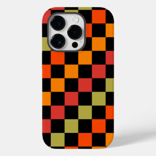 Orange Black Checkered Gingham Pattern Case-Mate iPhone 14 Pro Case