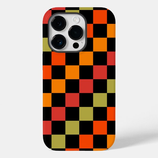 Orange Black Checkered Gingham Pattern Case-Mate iPhone Case (Back)