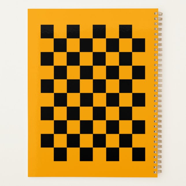 Orange Black Checkered Pattern for Organization Planner (Back)