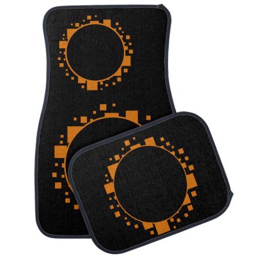 Orange Black Circle Squares Gear Pattern Digital  Car Floor Mat