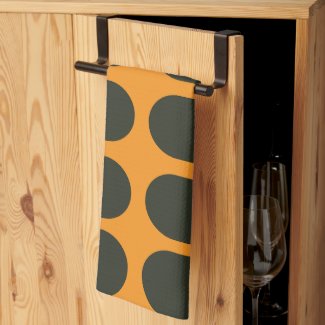 Orange Black Circles Kitchen Towel