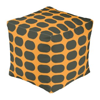 Orange Black Circles Pouf