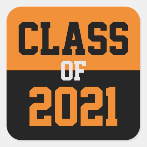 Orange  Black Class of 2024 Graduation Square Sticker