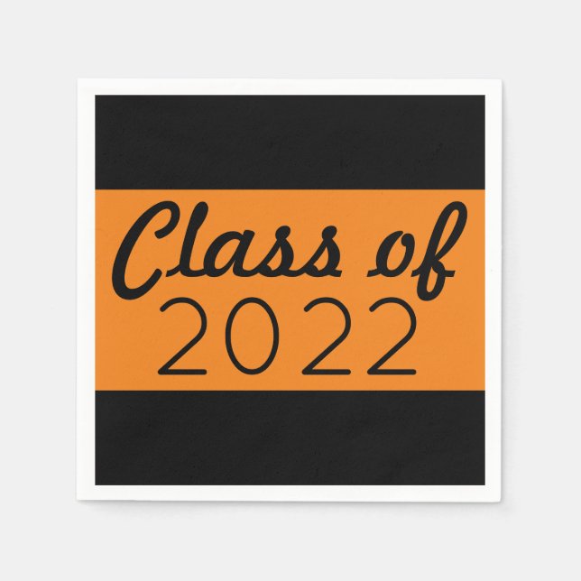 Orange & Black Class Year Graduation Napkins (Front)