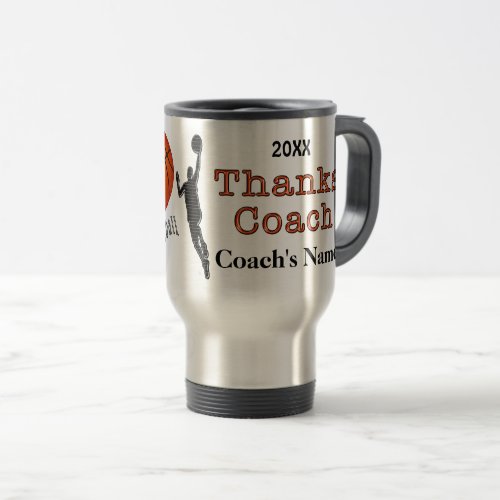Orange Black Coaches Gifts Basketball Basketball Travel Mug