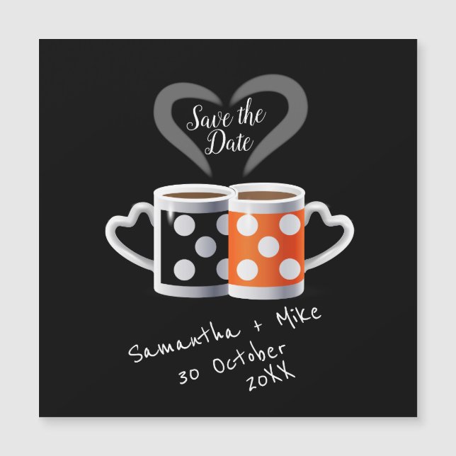 Orange + Black Coffee Color Design Save the Date (Front)