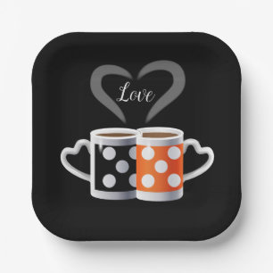 Orange + Black Coffee Color or We Belong Together Paper Plates