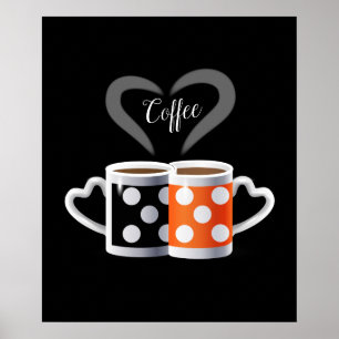 Orange + Black Coffee Color polka dot Trendy Poster