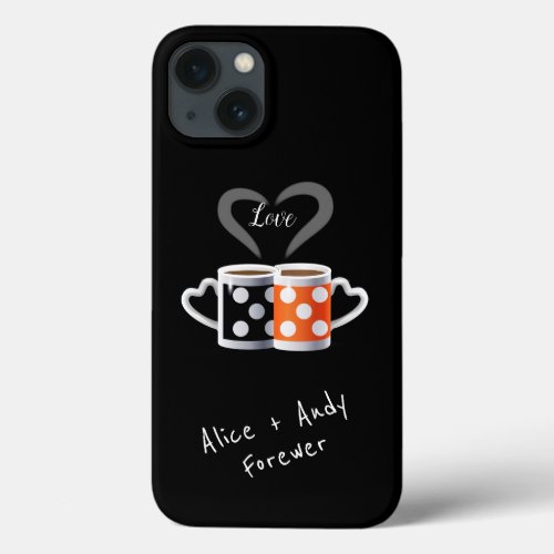Orange  Black Coffee Color Trendy iPhone 13 Case