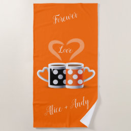 Orange + Black Coffee Color Trendy Design POP ART Beach Towel