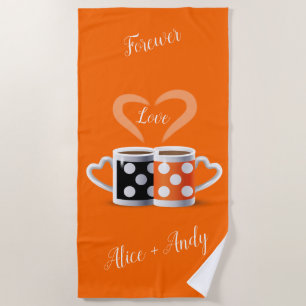 Orange + Black Coffee Color Trendy Design POP ART Beach Towel