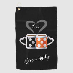 Orange + Black Coffee Color Trendy Design POP ART Golf Towel