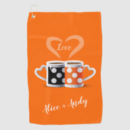 Orange + Black Coffee Color Trendy Design POP ART Golf Towel