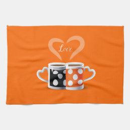 Orange + Black Coffee Color Trendy Design POP ART Kitchen Towel