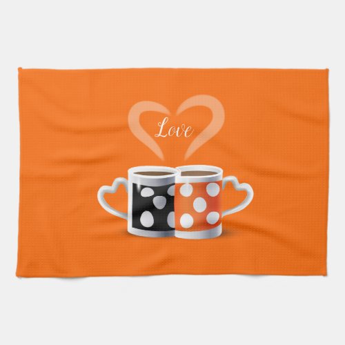 Orange  Black Coffee Color Trendy Design POP ART Kitchen Towel