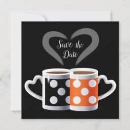 Orange + Black Coffee Color Trendy Design POP ART Save The Date