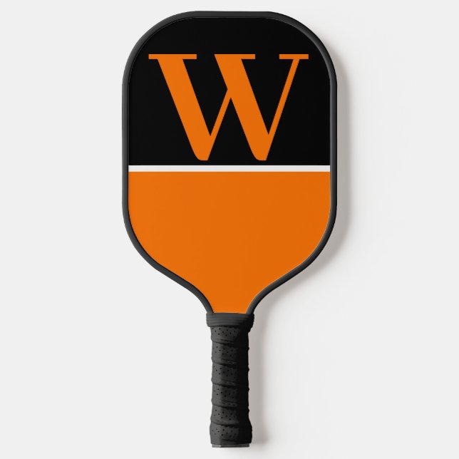 Orange & Black College Colors Monogram Pickleball Paddle (Front)