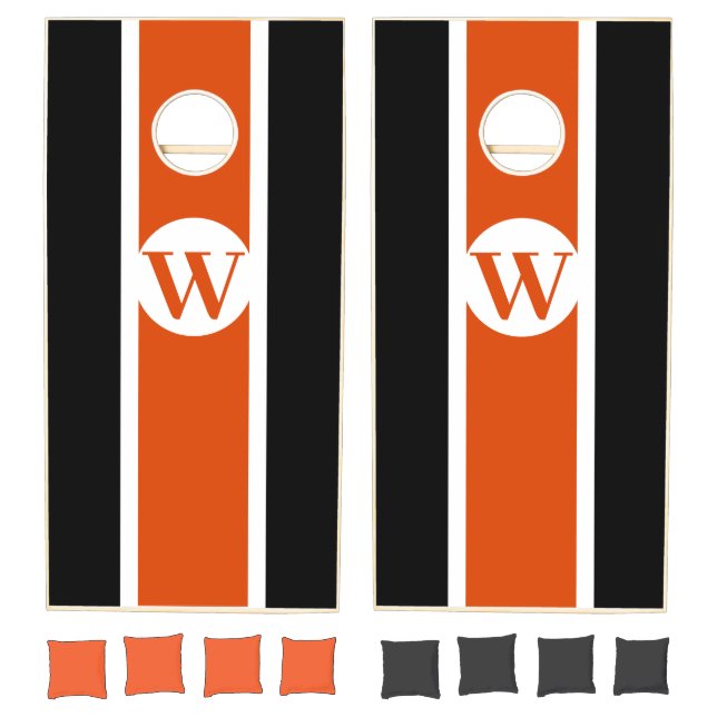 Orange & Black College Initial Cornhole Set (Set)