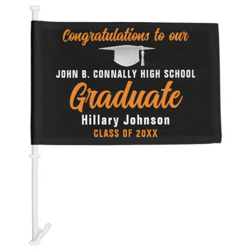 Orange Black Congratulations Graduate Custom 2024 Car Flag