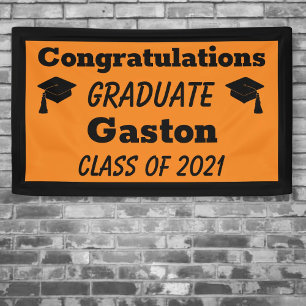 Orange Black Congratulations Graduate Graduation Banner