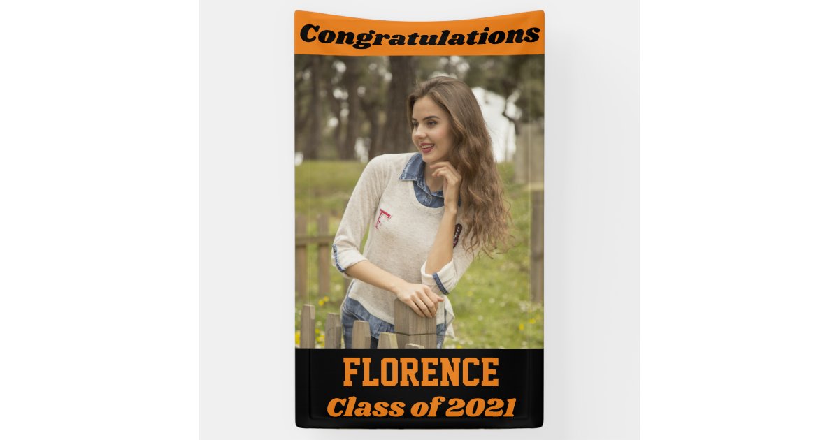 Orange Black Congratulations Graduation Banner | Zazzle