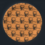 Orange Black Cool Pattern Skull Halloween party Paper Plates<br><div class="desc">Cool Black and orange Halloween party paper plates.
Fun party supplies,  decorations and disposable accessories for costume party,  halloween,  scary,  fright,  frightening,  trick or treat,  night gathering,  bbq,  dinner,  birthday,  wedding.

Available in small and large. Change the quantity to get the cheapest bulk price.</div>
