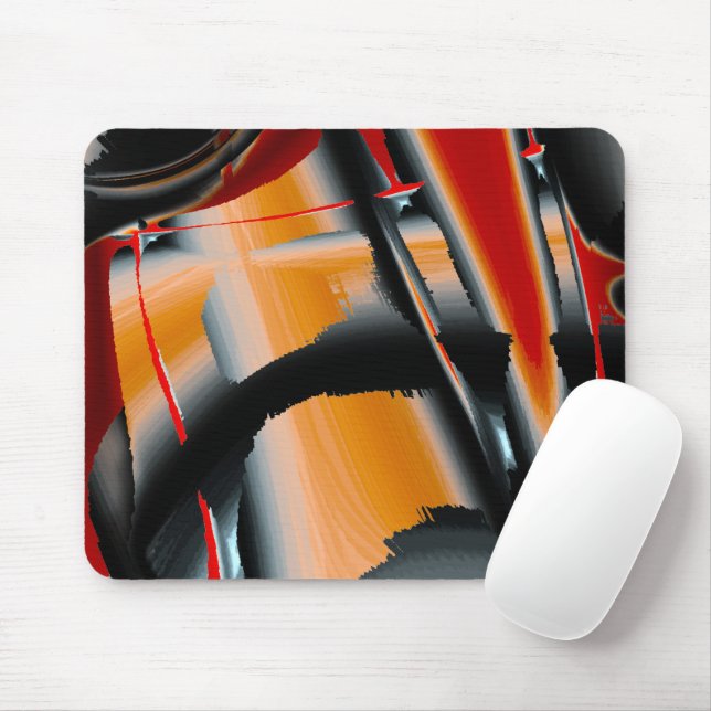 Orange black cropped digital paint magnification   mouse pad (With Mouse)